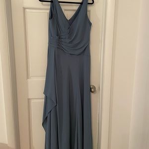 David’s Bridal Steel Blue bridesmaid dress, size 10